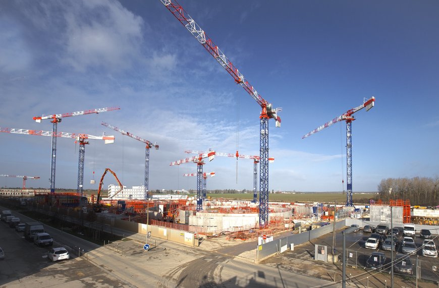 Eight Potain MDT 389 cranes speed construction of cutting-edge medical research facility